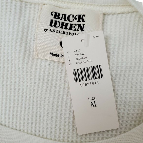 Back When by Anthropologie Sweater Medium Ivory Grateful Graphic Long Sleeve NWT - Picture 5 of 11